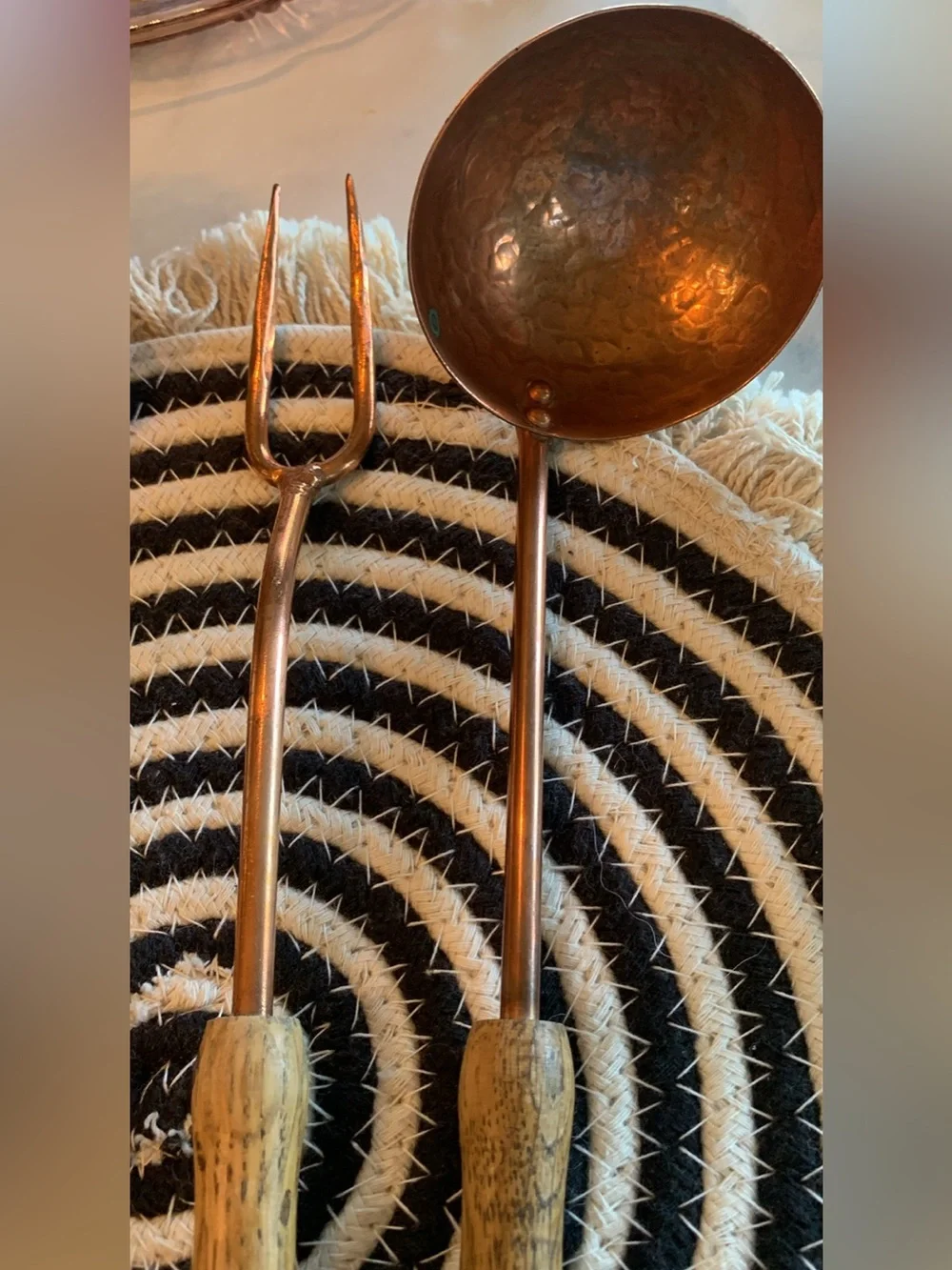 Vintage Hammered Copper Utensils by artist Rex Morton & signed